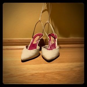 Vintage White Crocheted Leather Heels